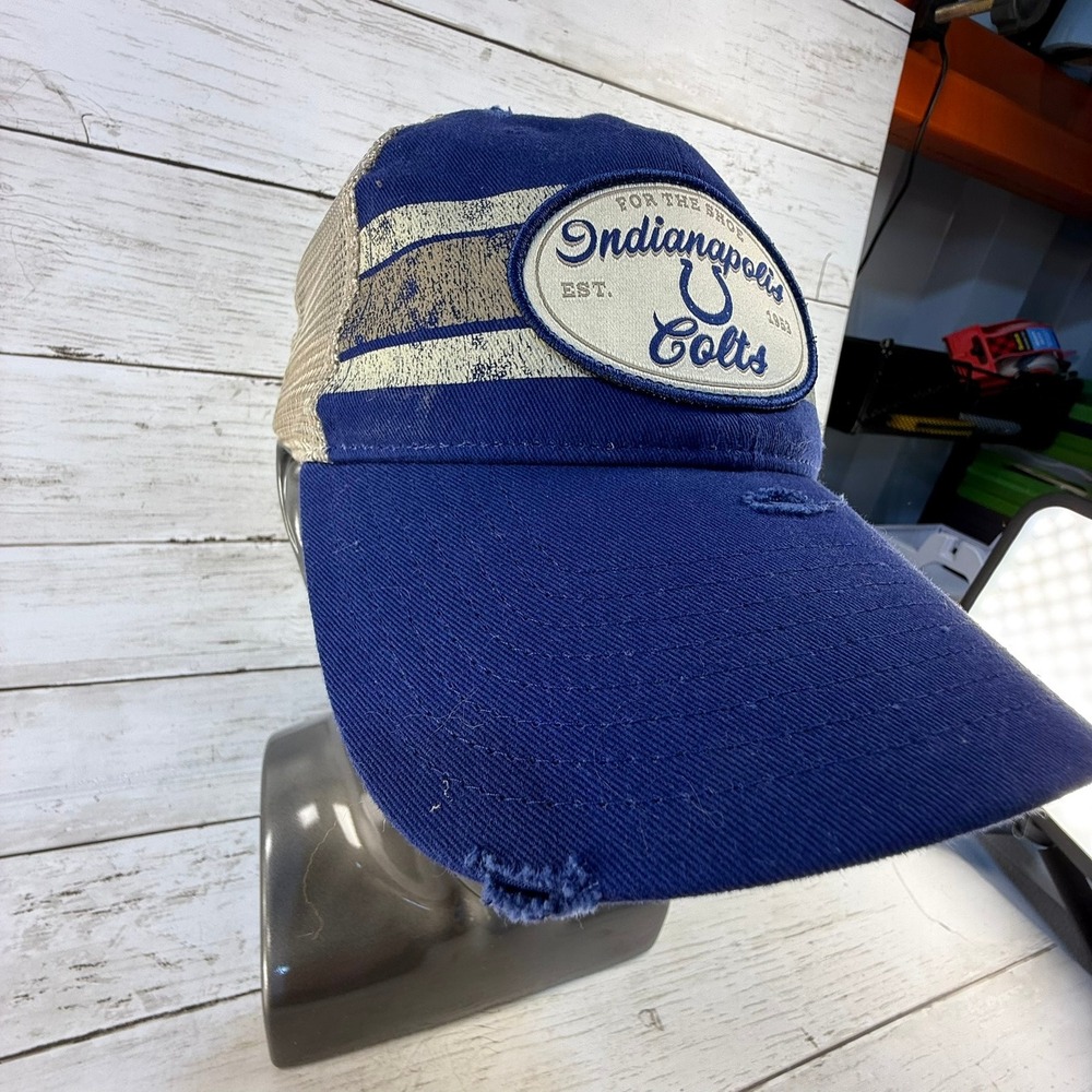 Fanatics Indianapolis Colts Trucker Hat Blue Distressed Snapback NFL Mesh Cap